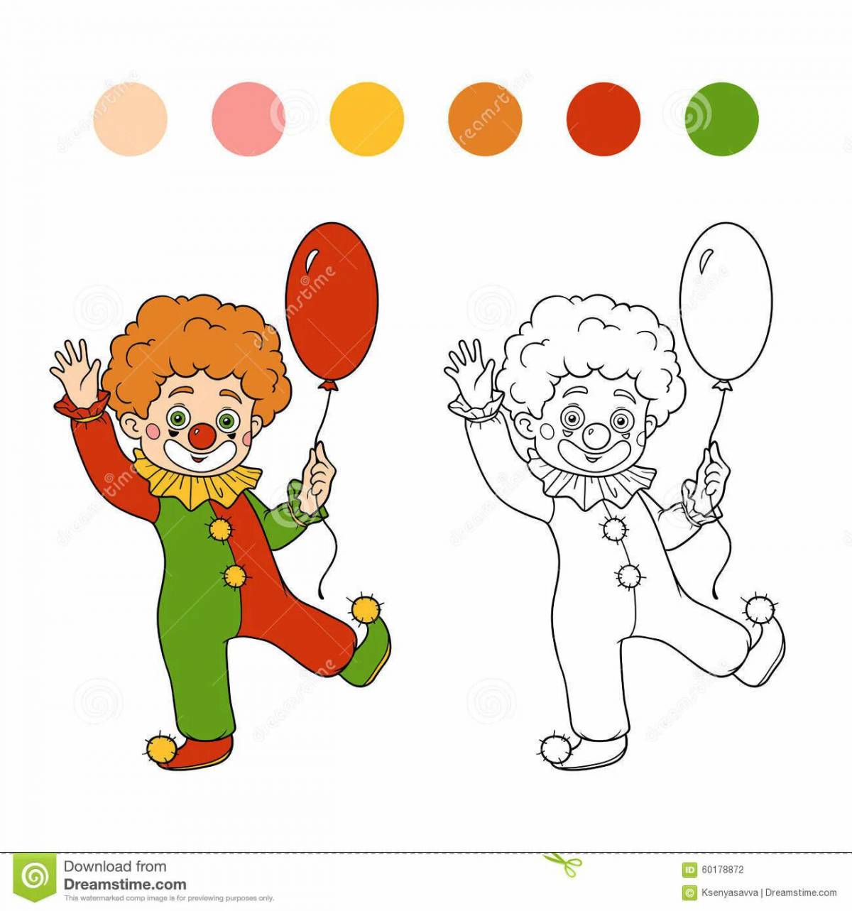Intriguing coloring book visiting a clown