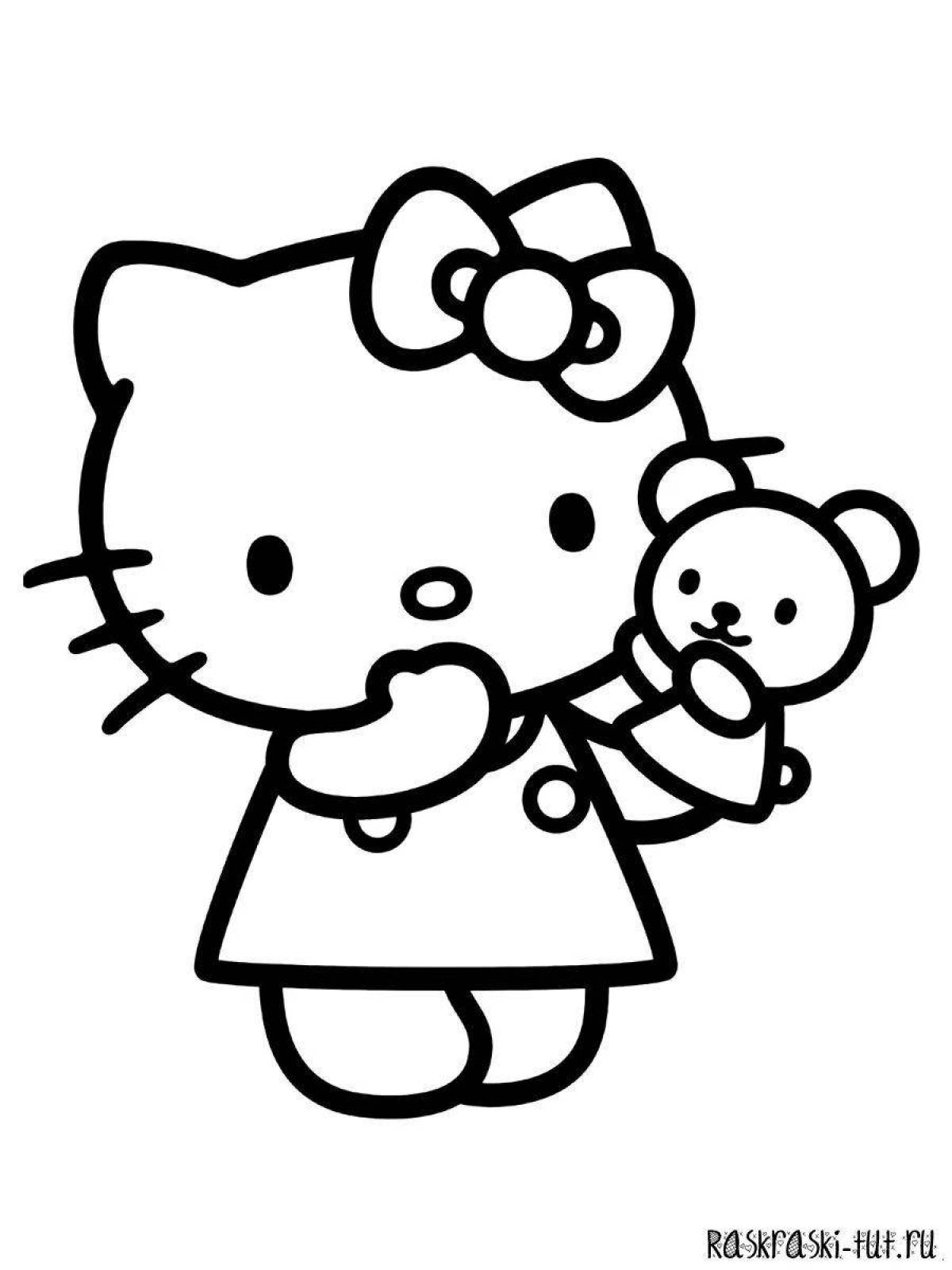 Coloring book with playful hello kitty characters