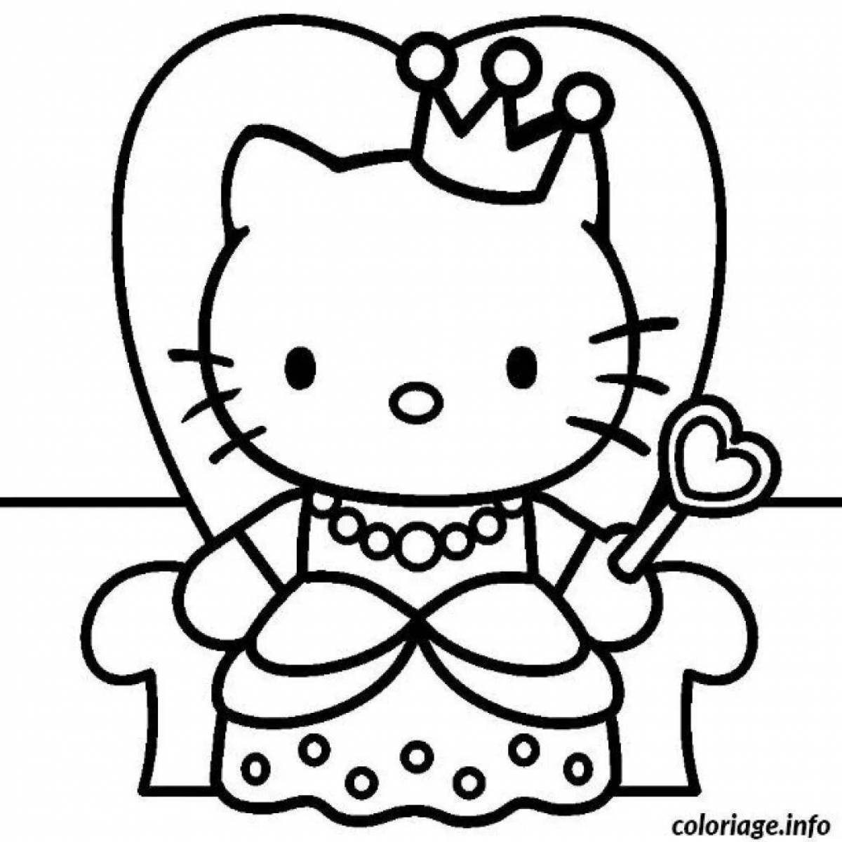 Adorable hello kitty character coloring page