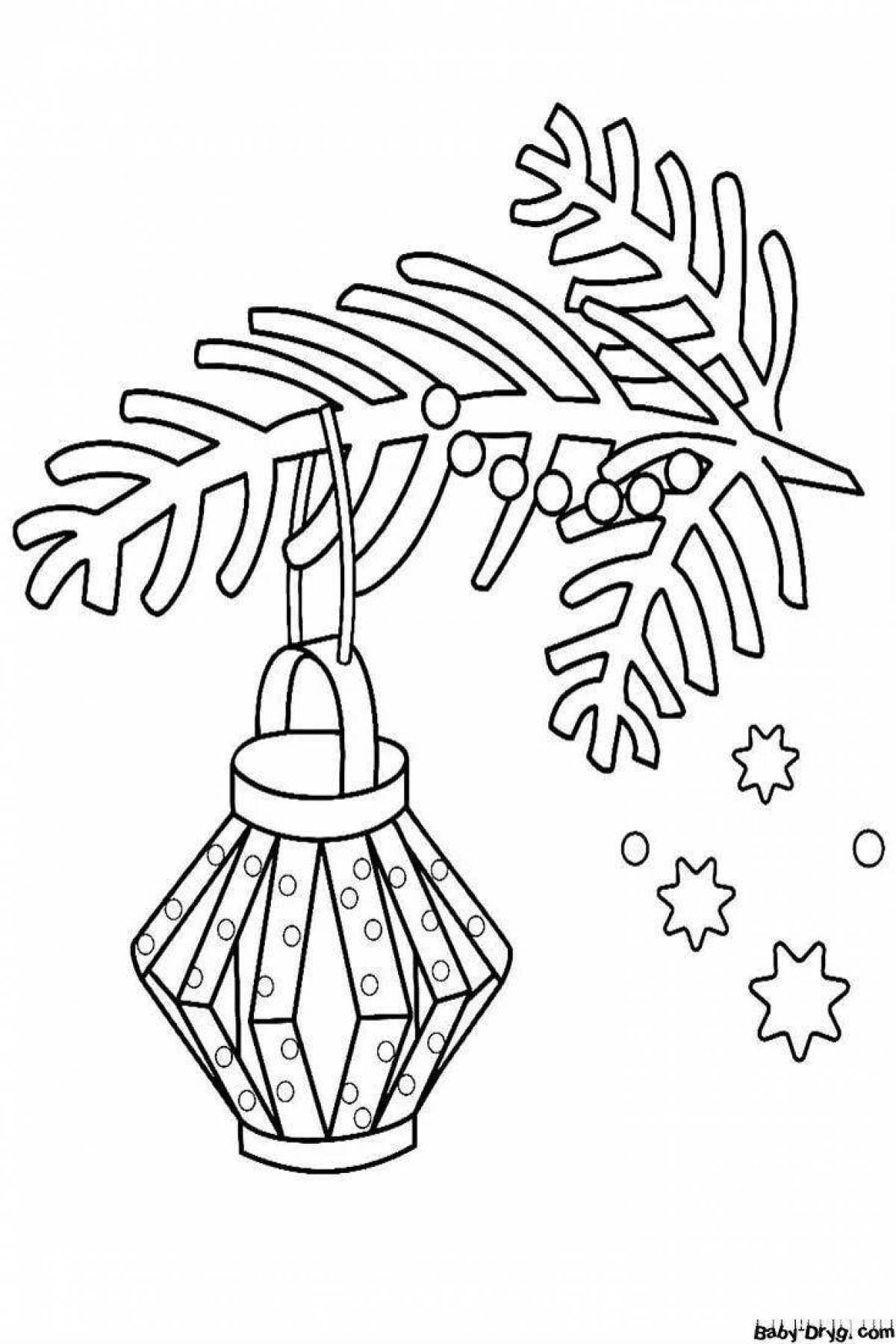 Выдающаяся страница раскраски еловой ветки для детей