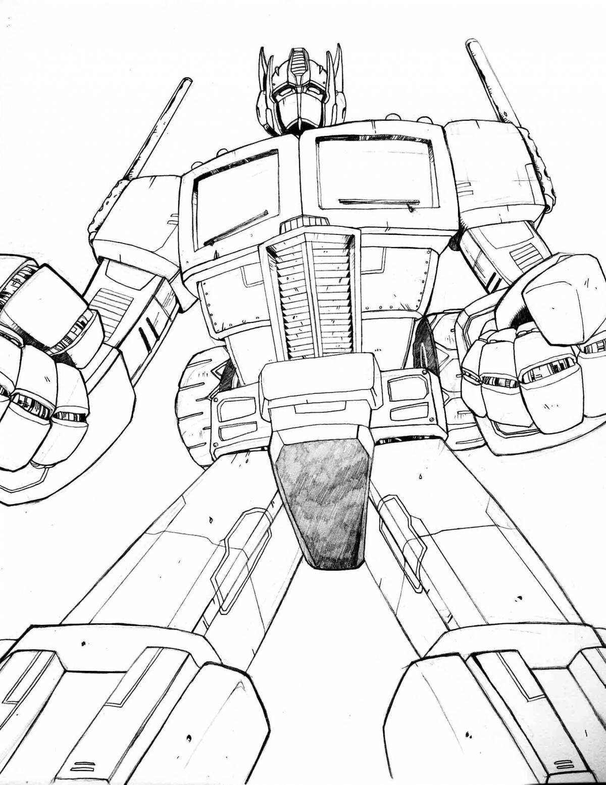 Radiant coloring page robot optimus prime