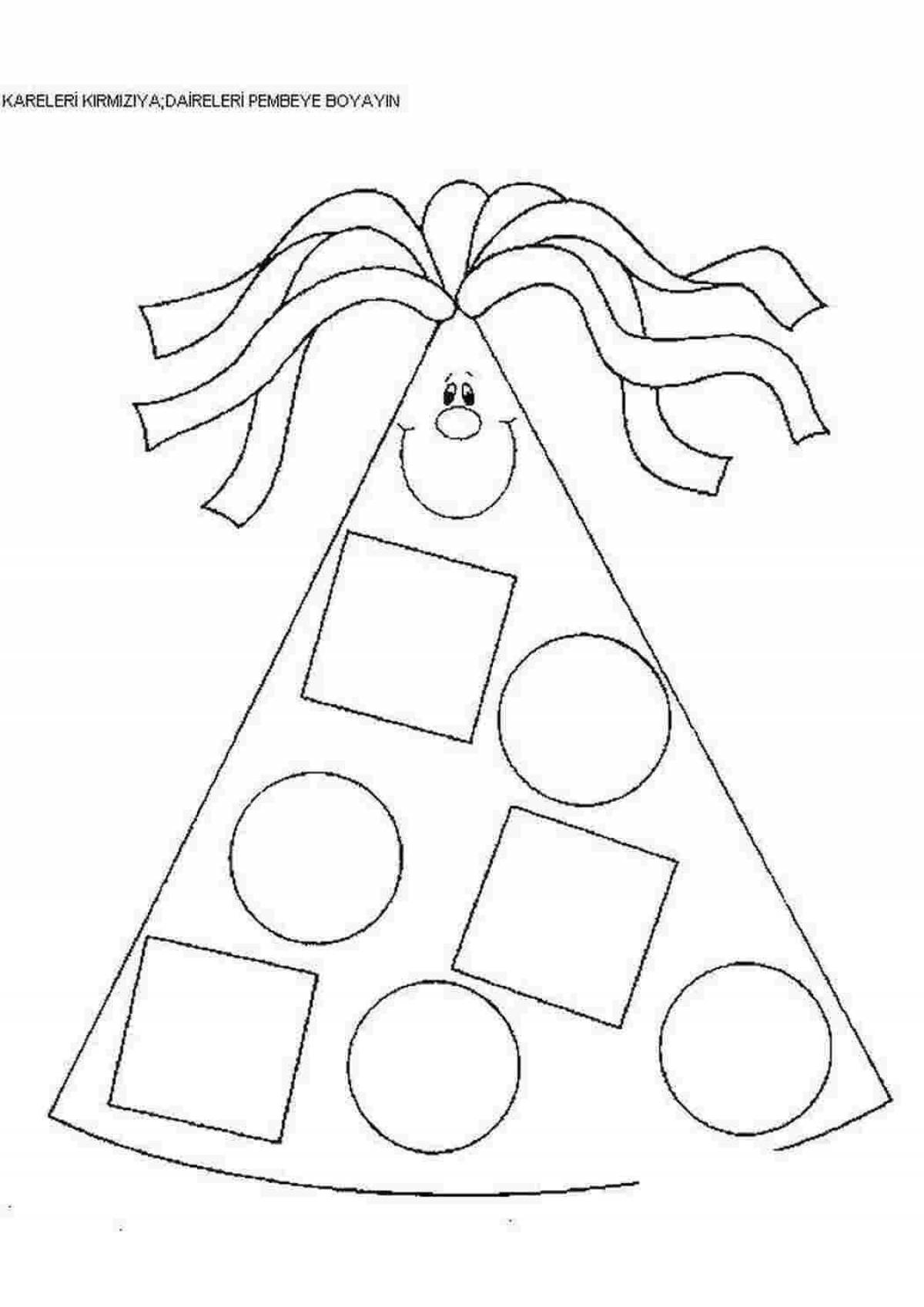 Colorful geometric shapes coloring for preschoolers