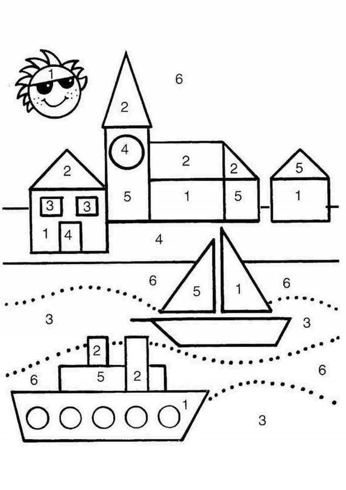 Fun geometric coloring for preschoolers