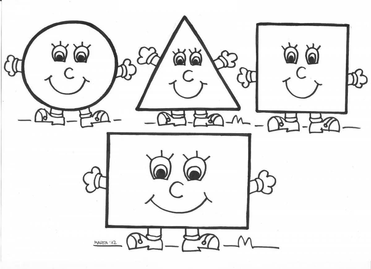 Colored geometric shapes coloring for preschoolers