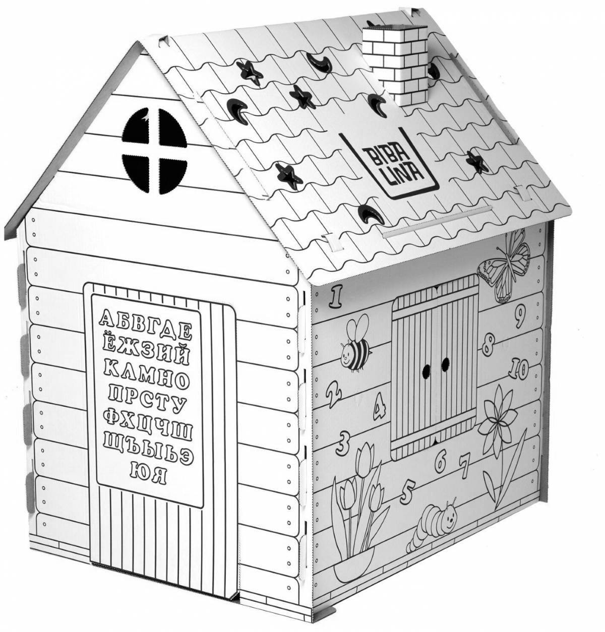 Раскраска очаровательный картонный домик