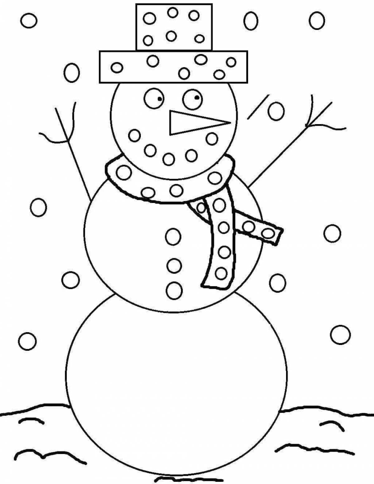 Раскраска радостный снеговик