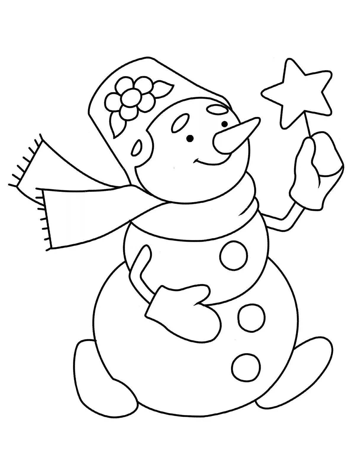 Colorful snowman coloring page
