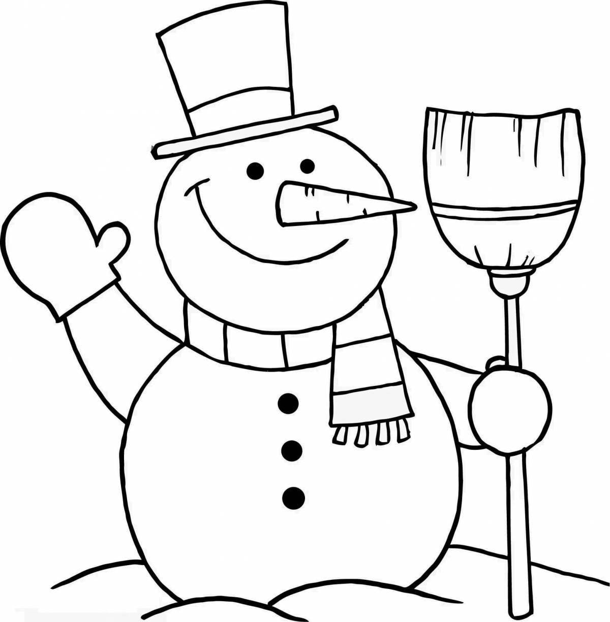Glittering snowman coloring page