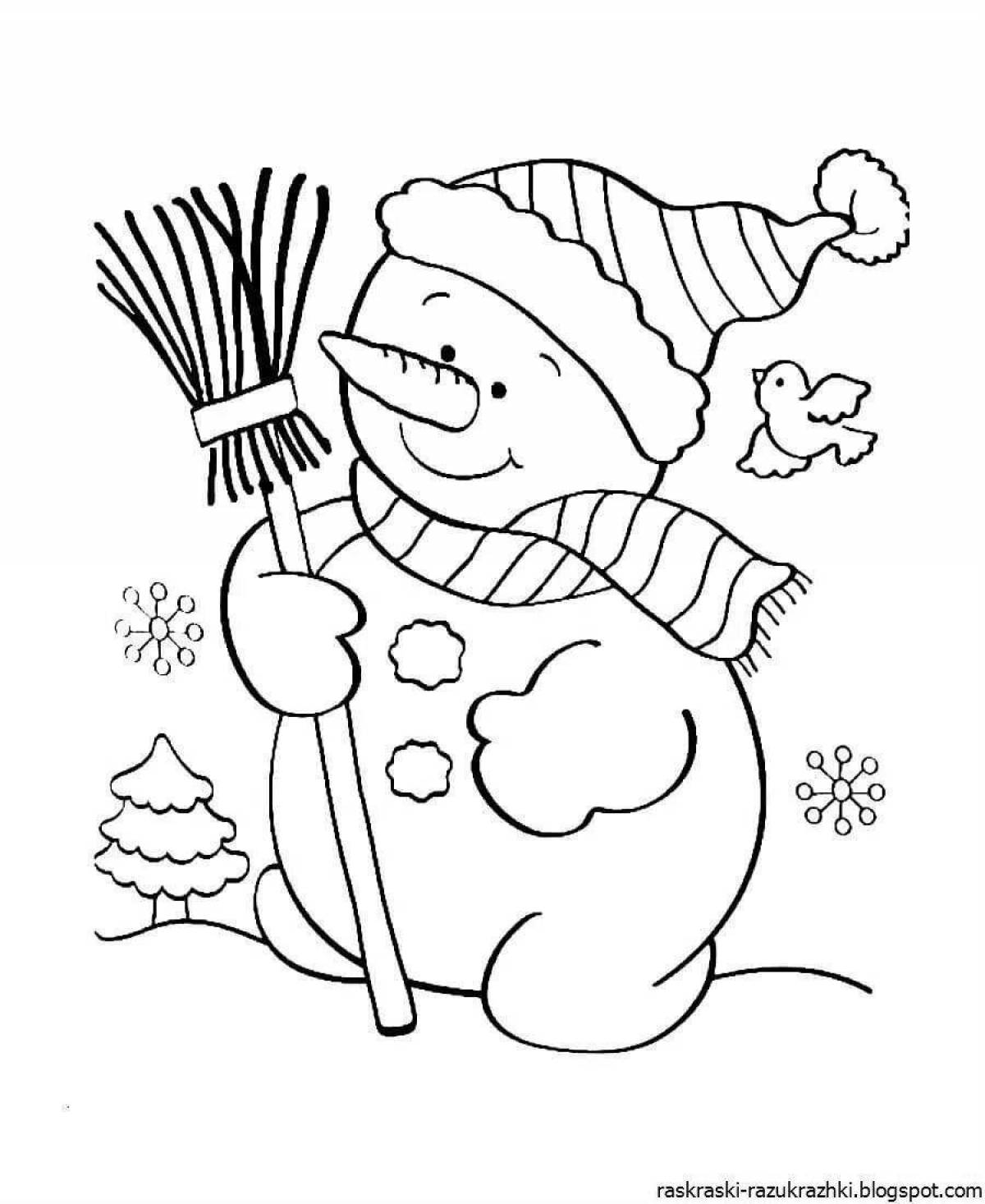 Увлекательный рисунок снеговика для детей
