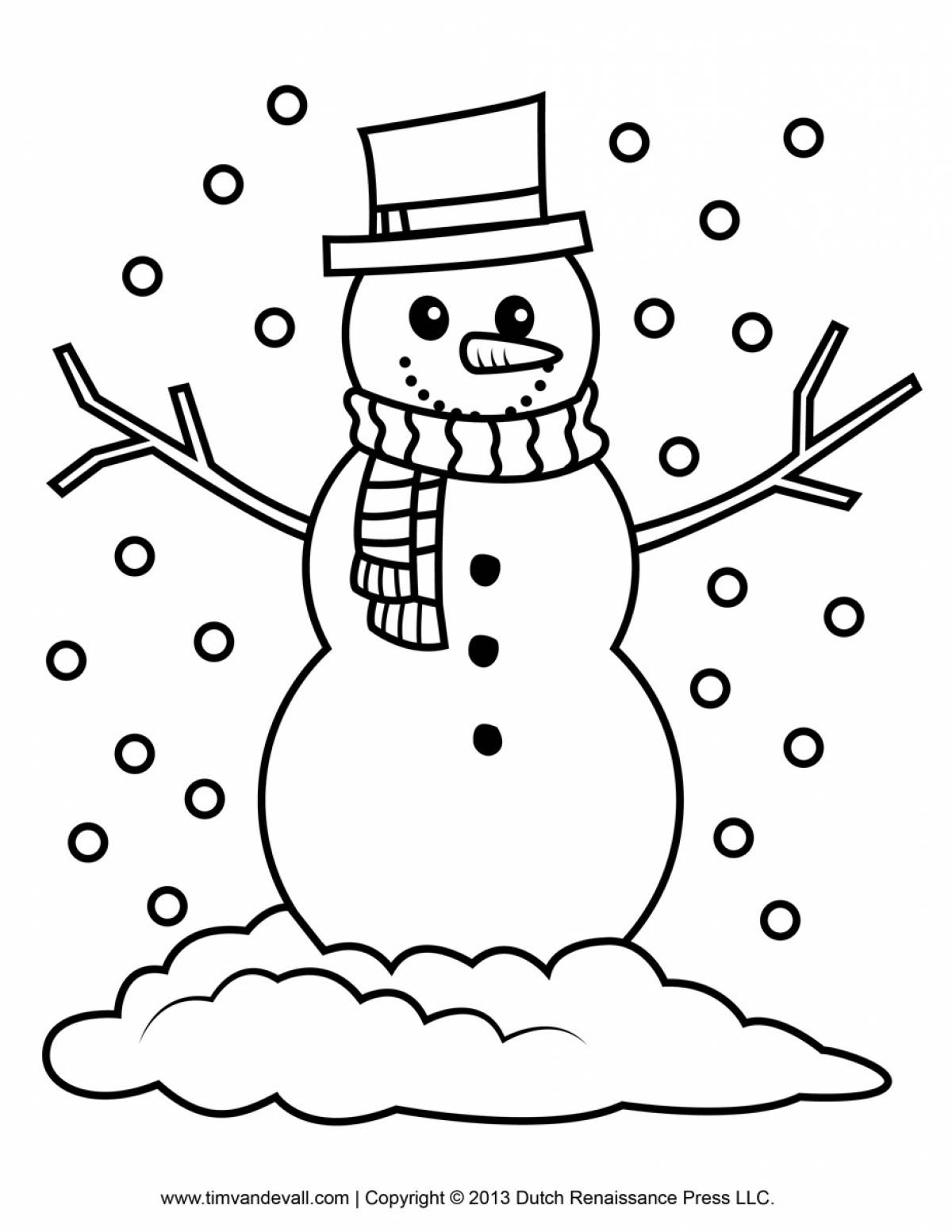 Coloring page twinkling snowman