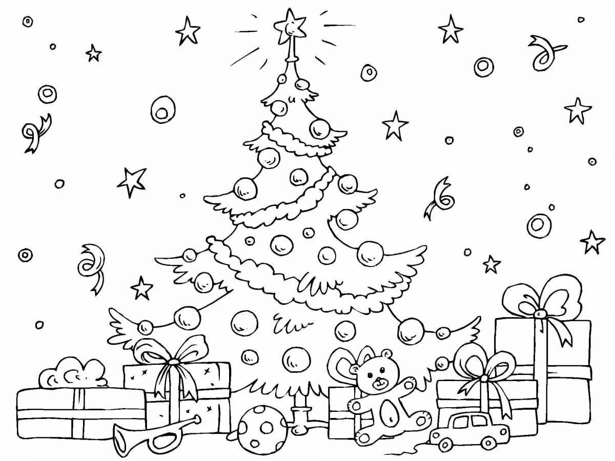 Великолепная раскраска рождественская елка для детей