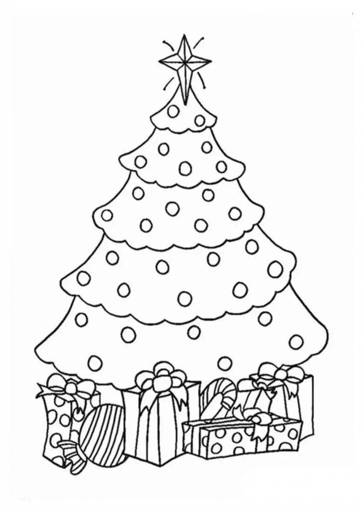 Elegant Christmas tree coloring book for kids