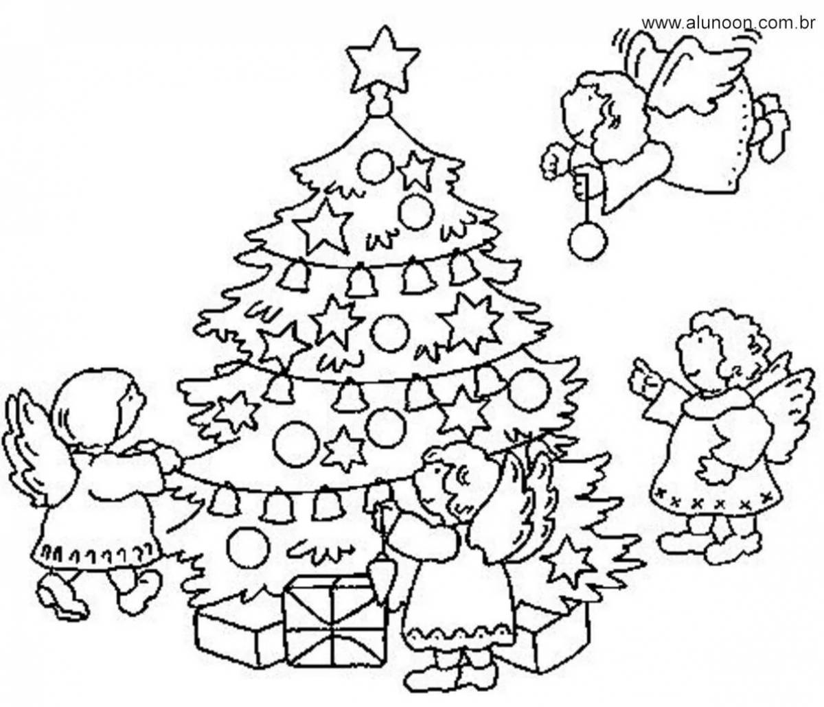Generous Christmas tree coloring for kids