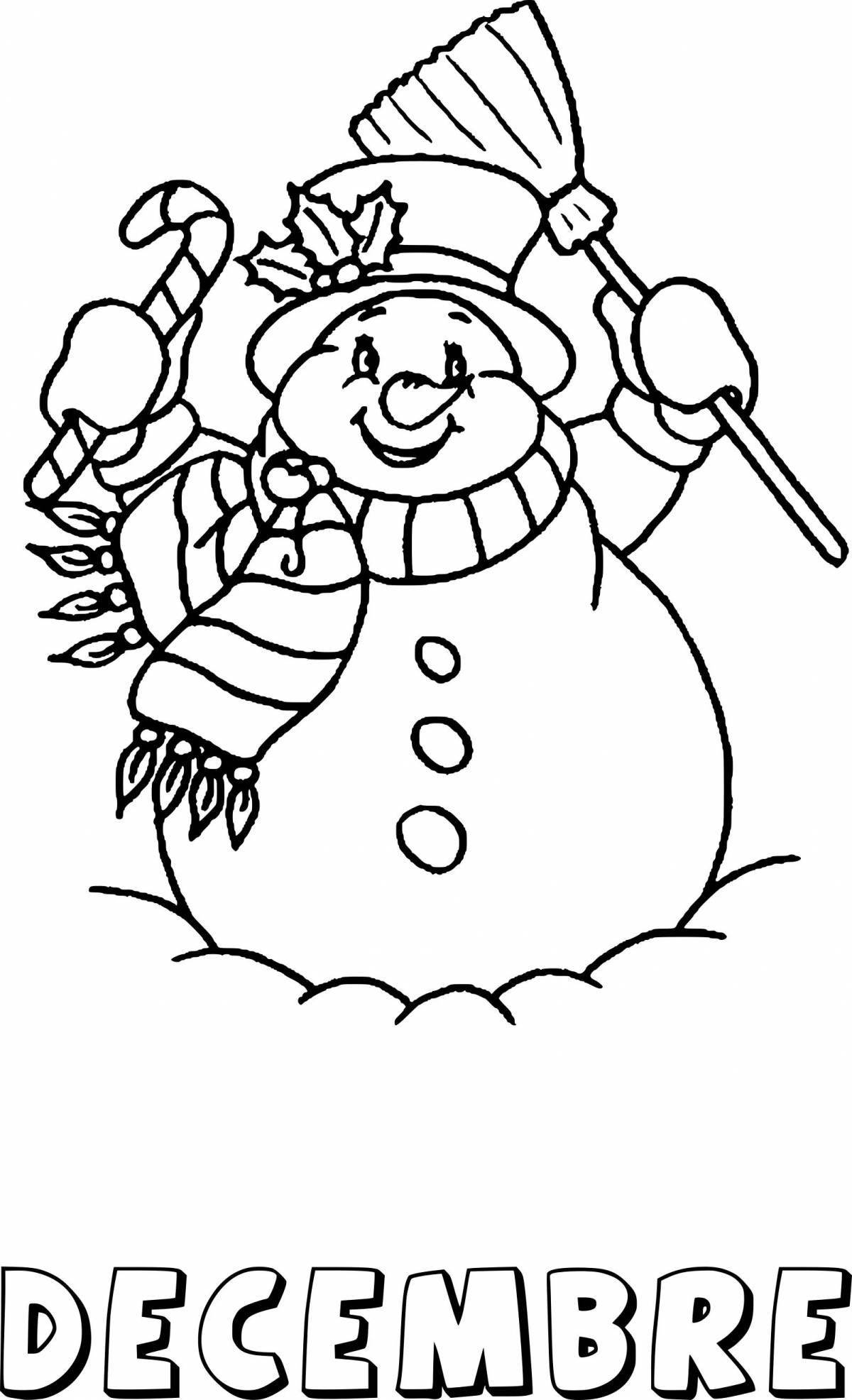 Креативная раскраска снеговик для детей