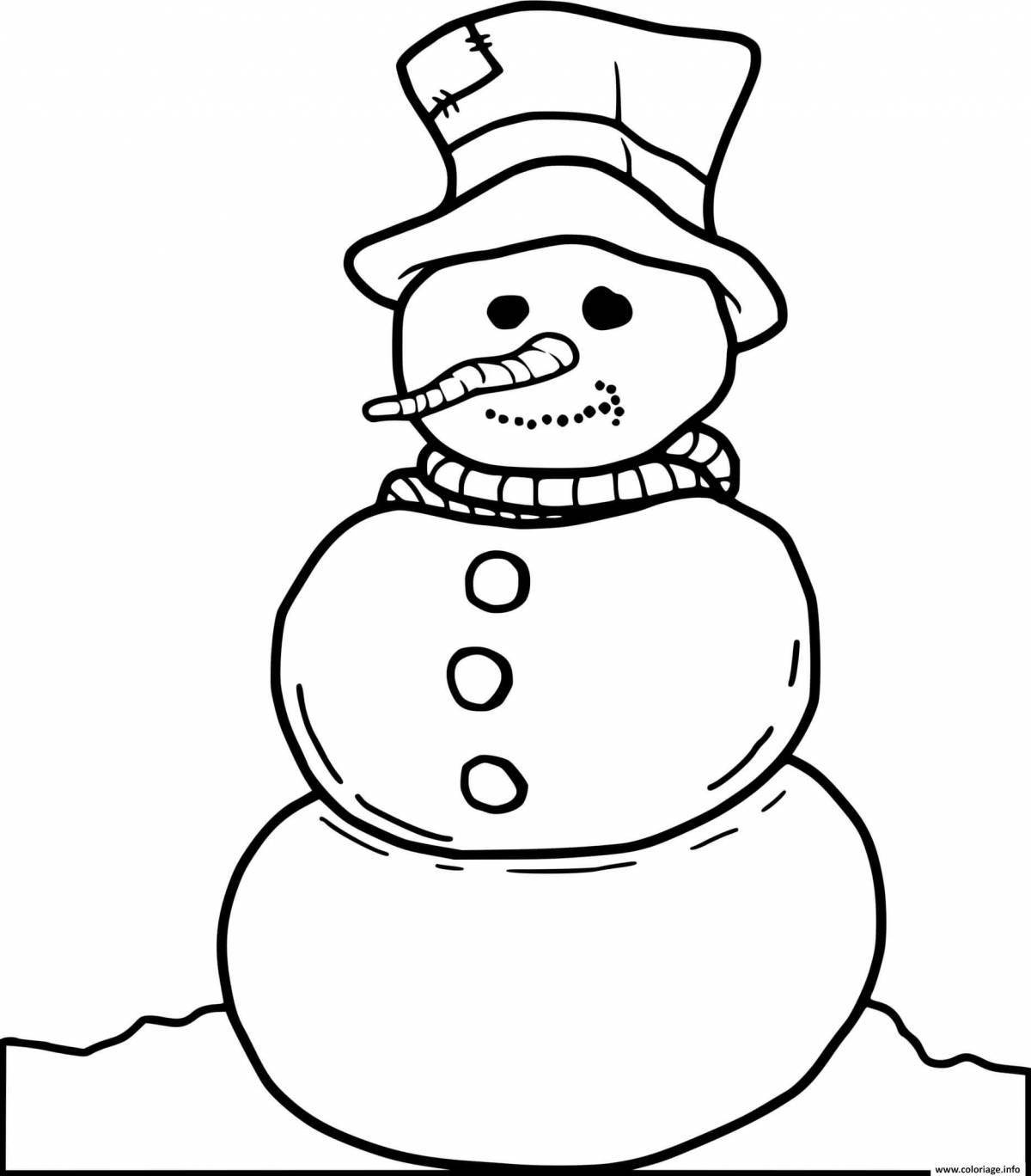 Сказочная раскраска снеговик для детей