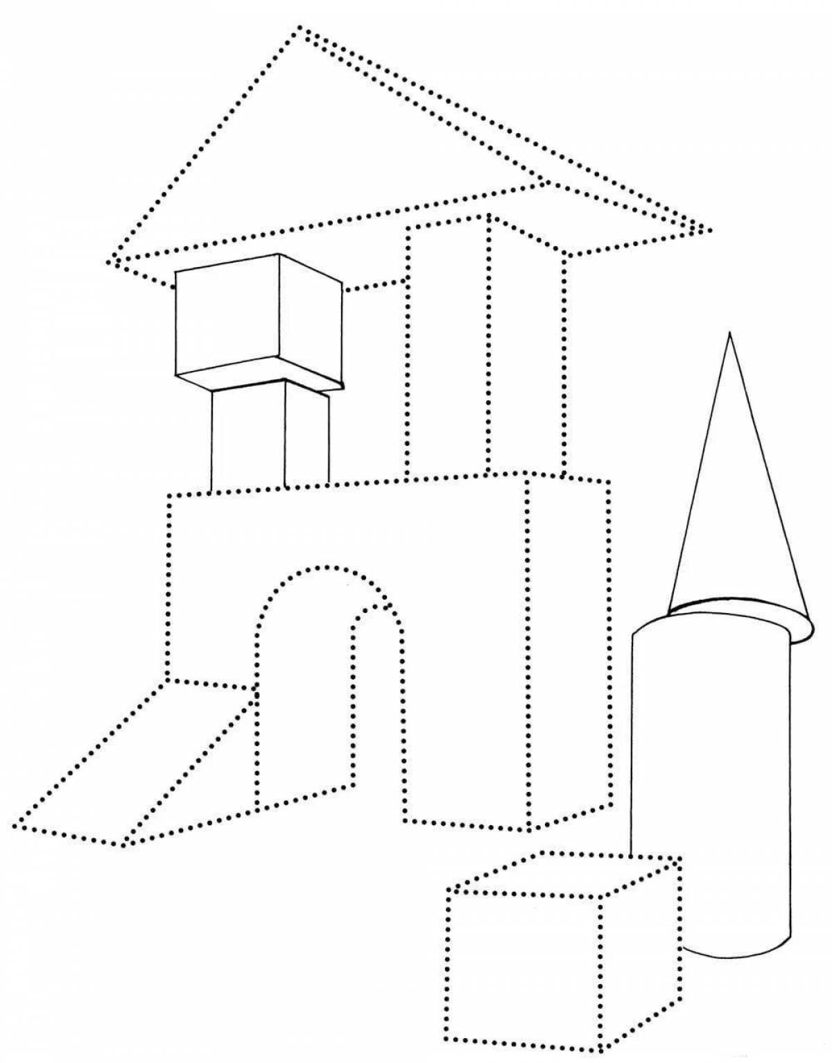 Схемы построек из кубиков. Домик из геометрических фигур. Конструирование домик. Раскраски объемные для детей. Раскраска конструктор.