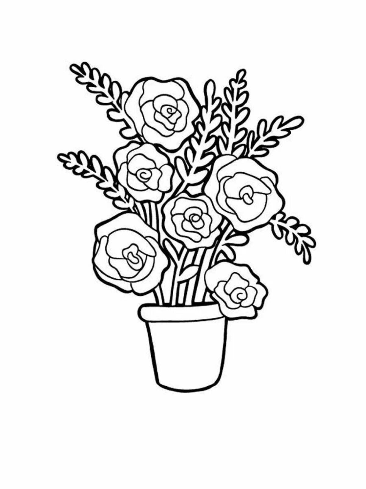 Coloring book a magnificent bouquet of flowers in a vase