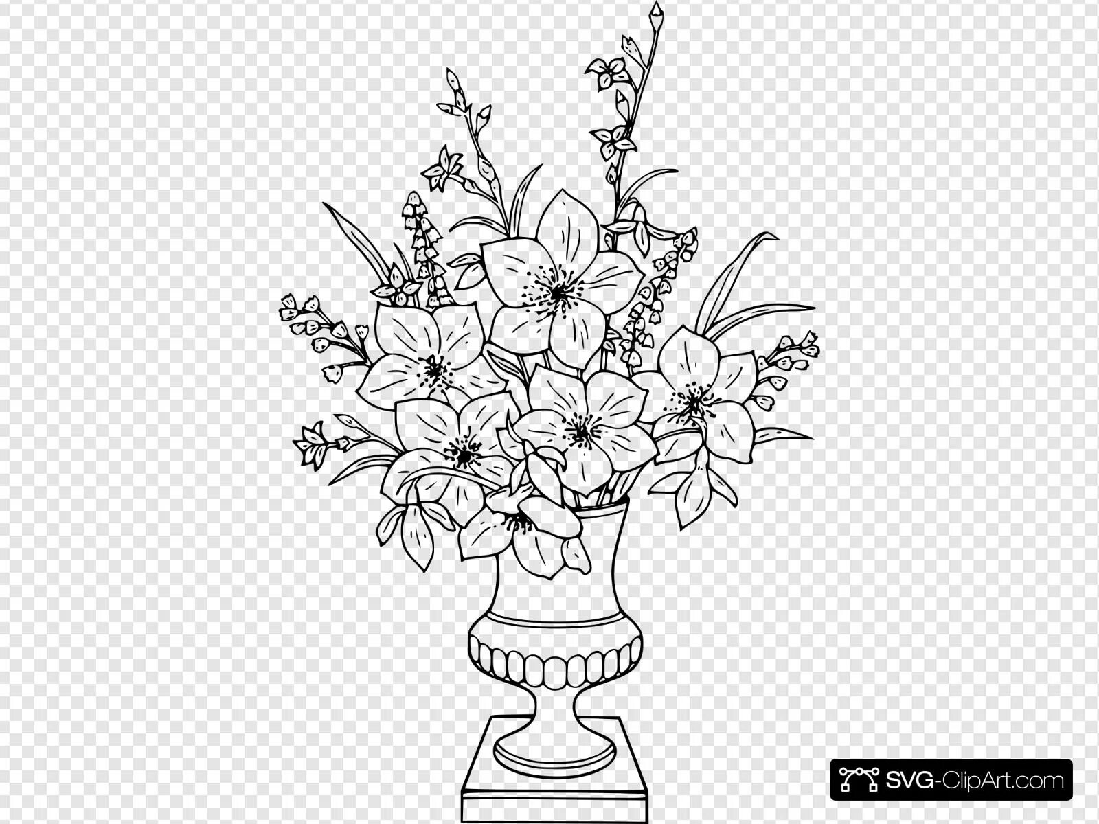 Violent bouquet of flowers in a vase coloring book