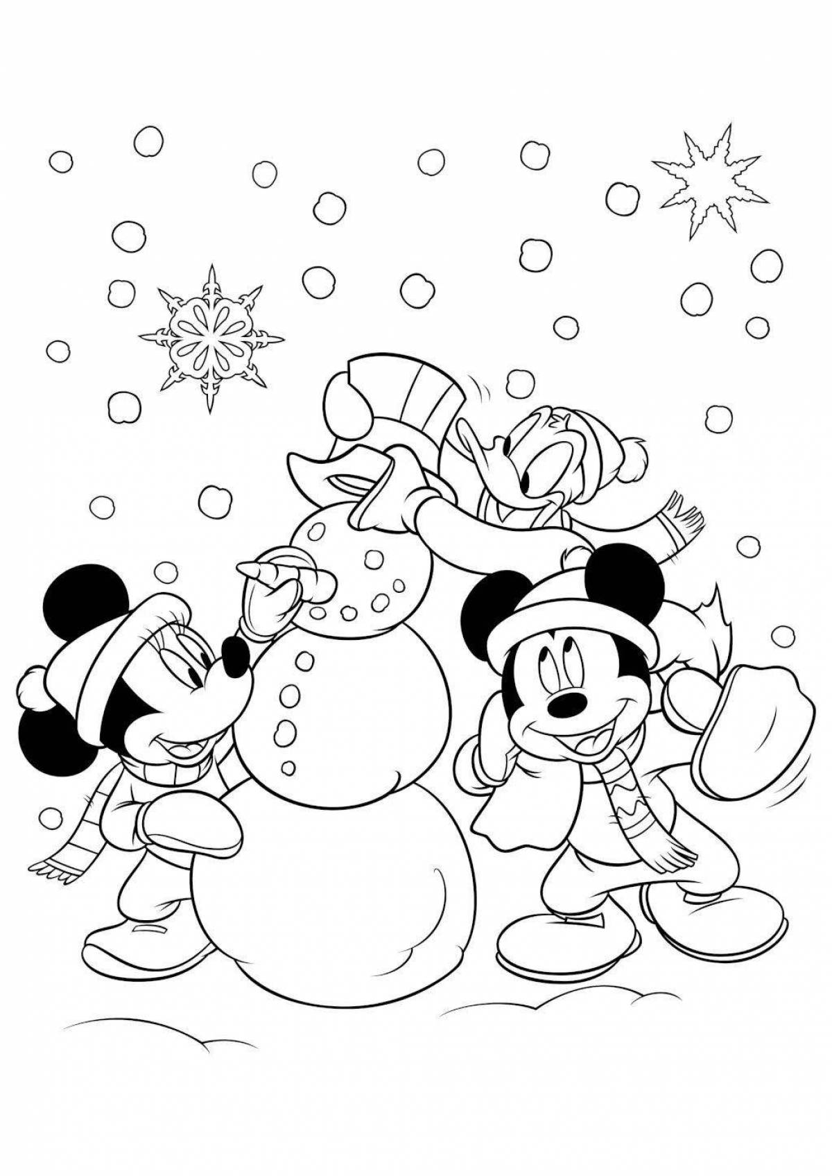 Coloring book joyful mickey mouse new year