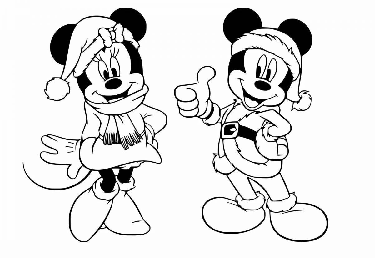Coloring page jubilant mickey mouse new year