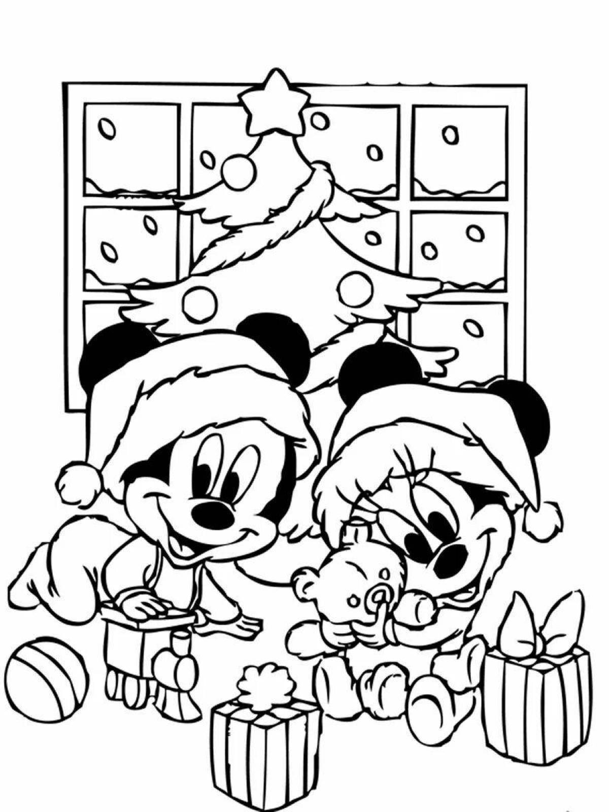 Mickey Mouse's playful Christmas coloring book