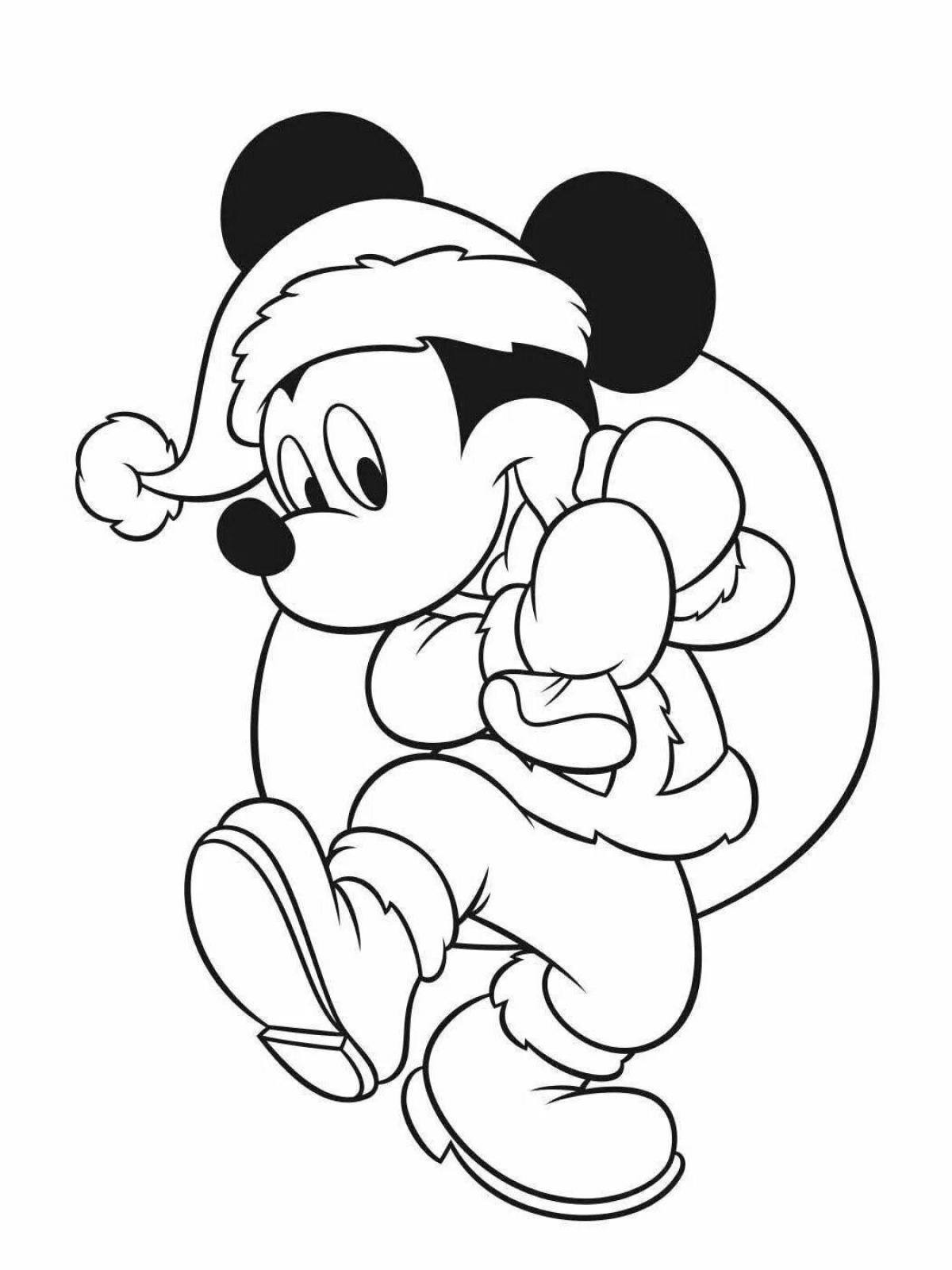Energetic Mickey mouse Christmas coloring book