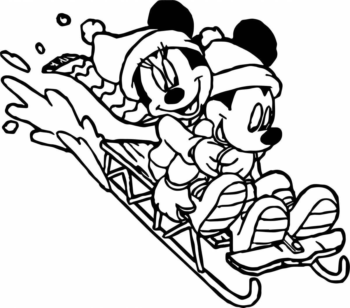 Coloring book glamorous mickey mouse new year