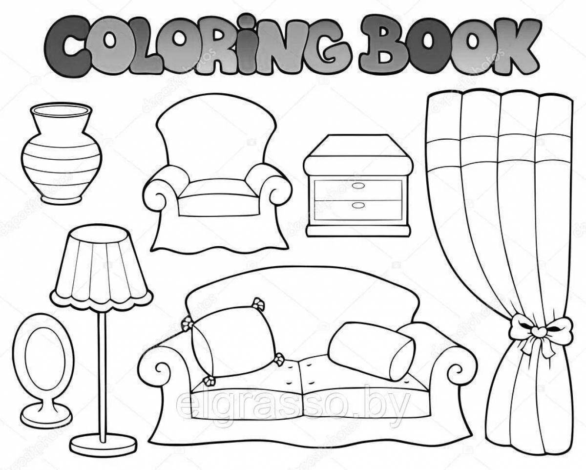 Fun interior coloring pages for kids