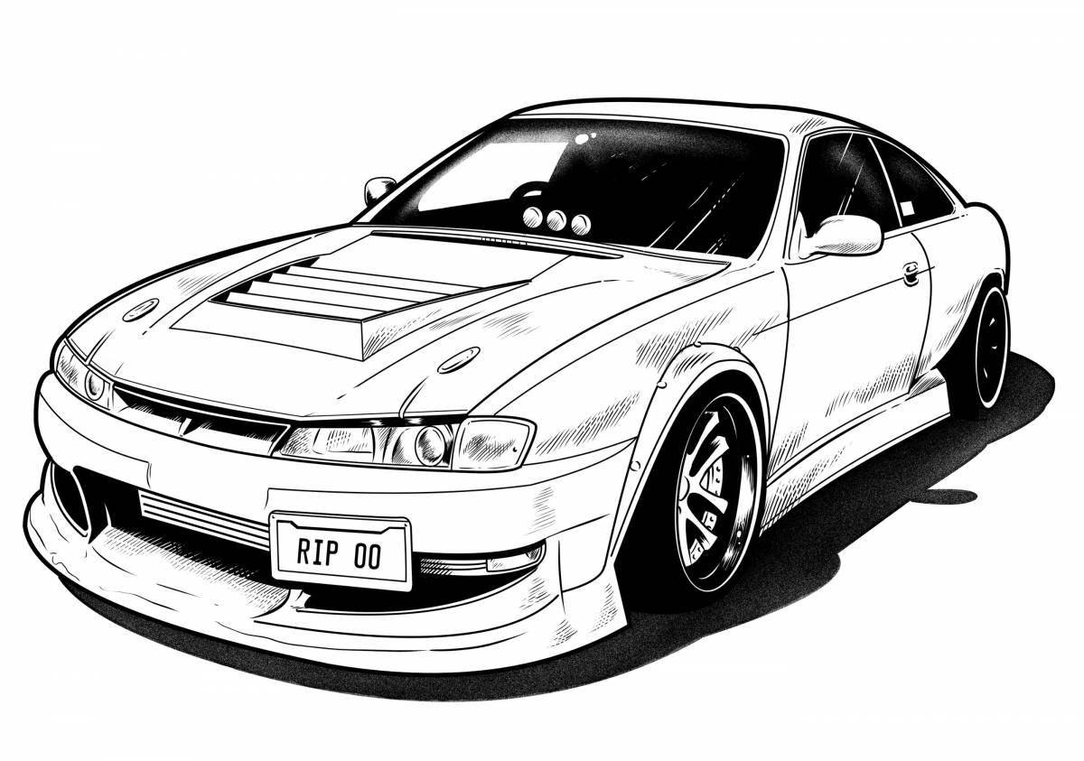 Radiantly coloring page nissan skyline from afterburner