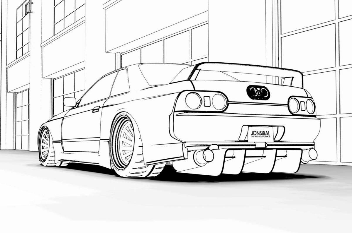 Violently coloring the nissan skyline page from afterburner