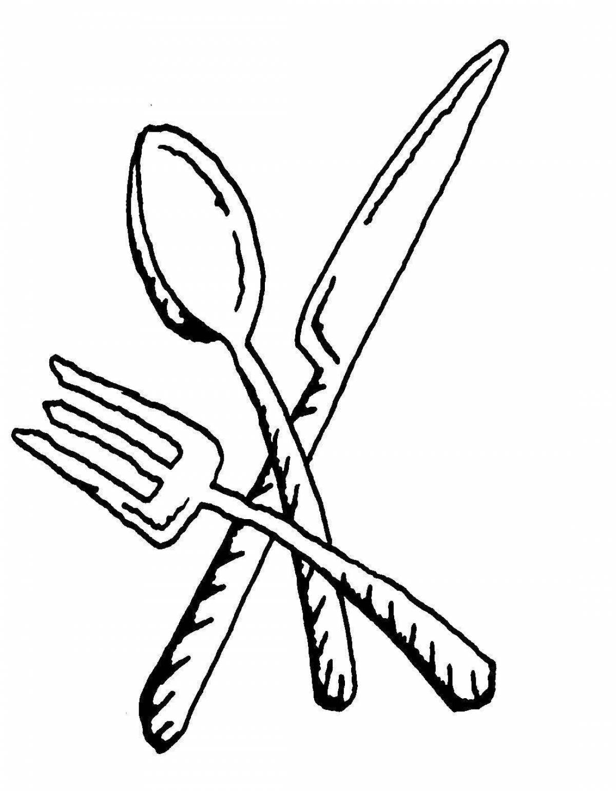 Attractive cutlery coloring book for teens