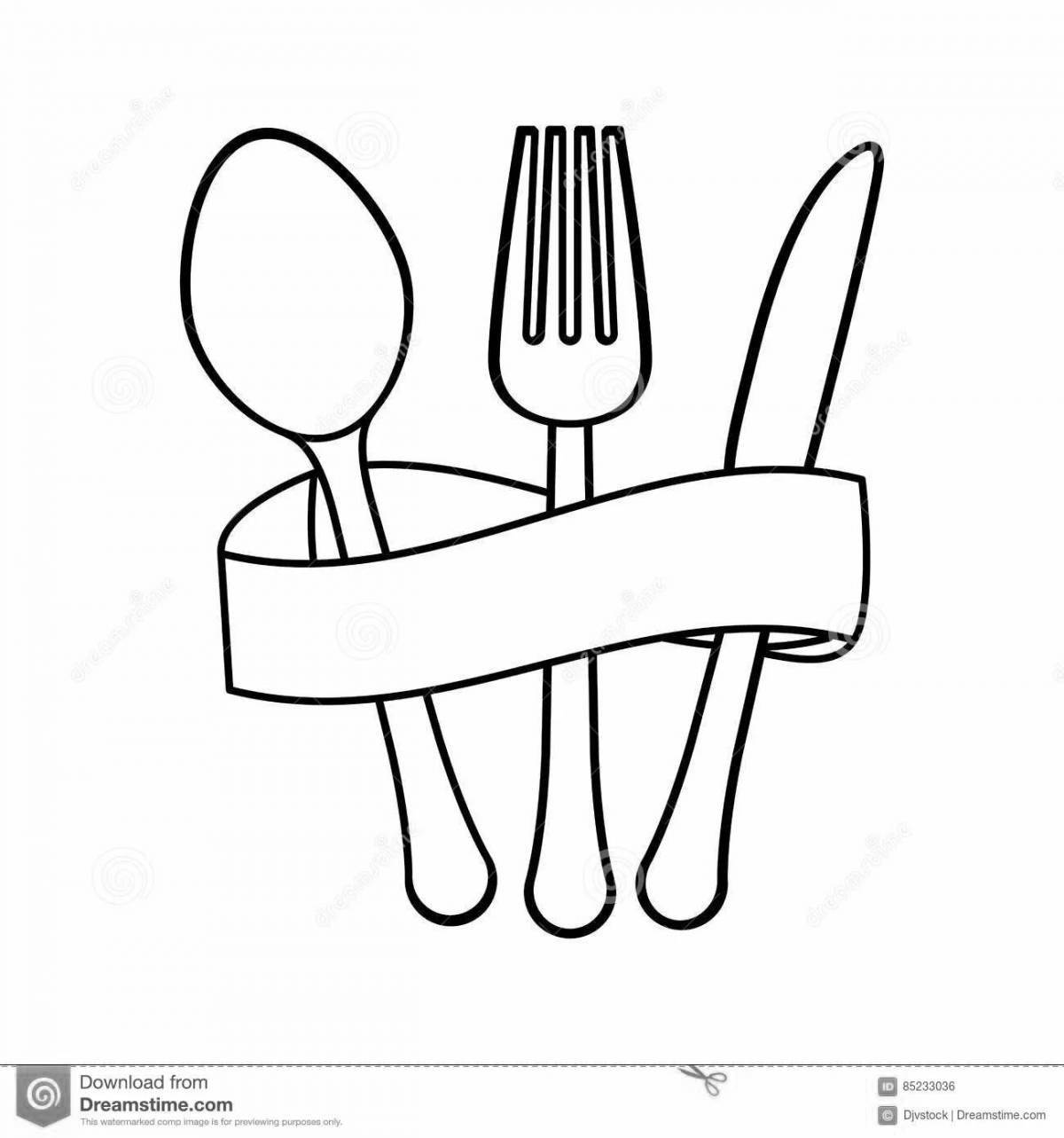 Shine cutlery coloring page for students