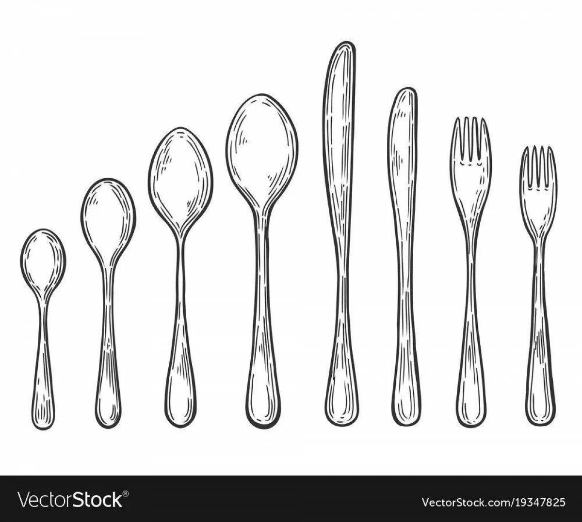 Living cutlery coloring for kids