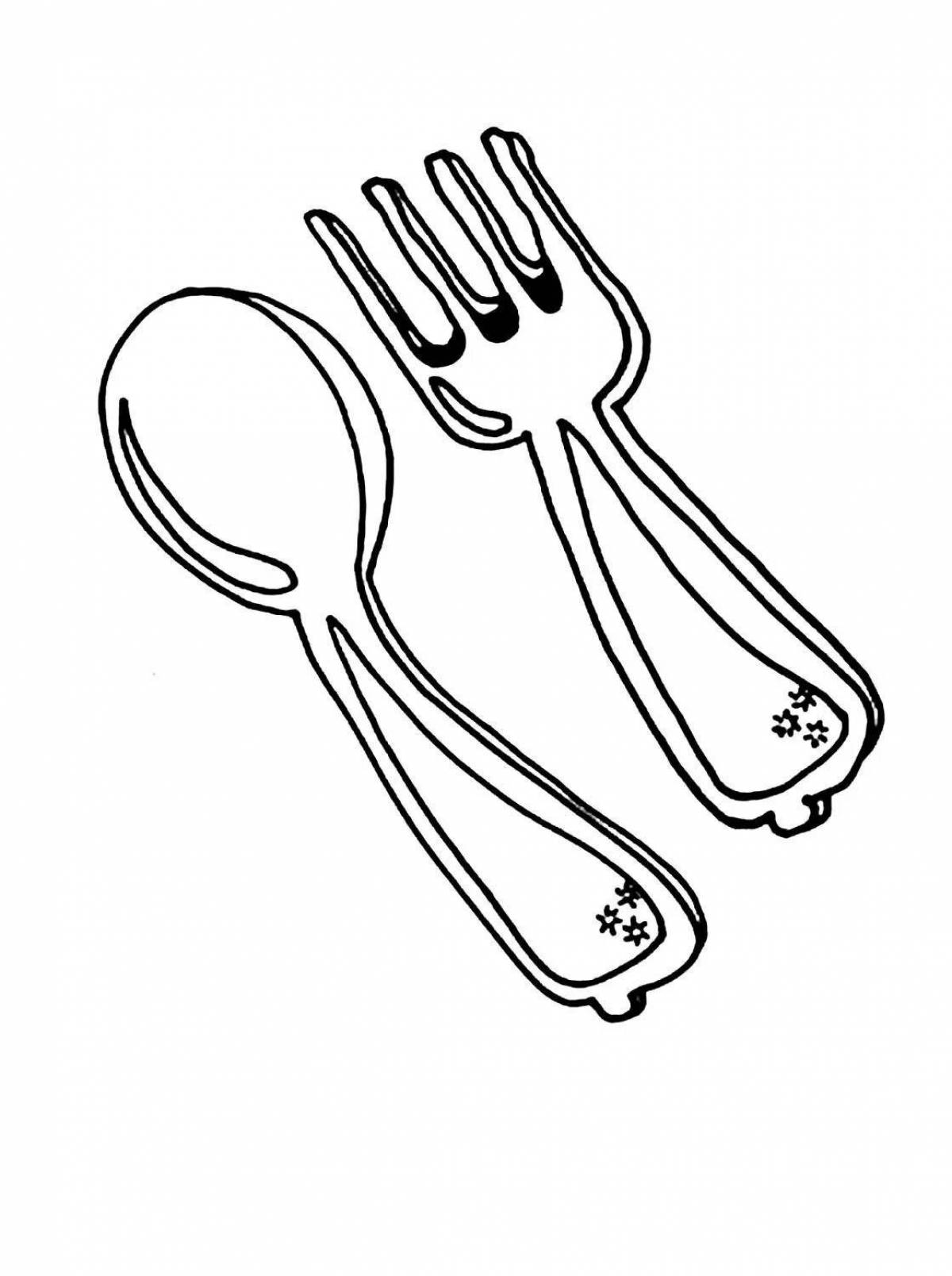 Fascinating cutlery coloring for students