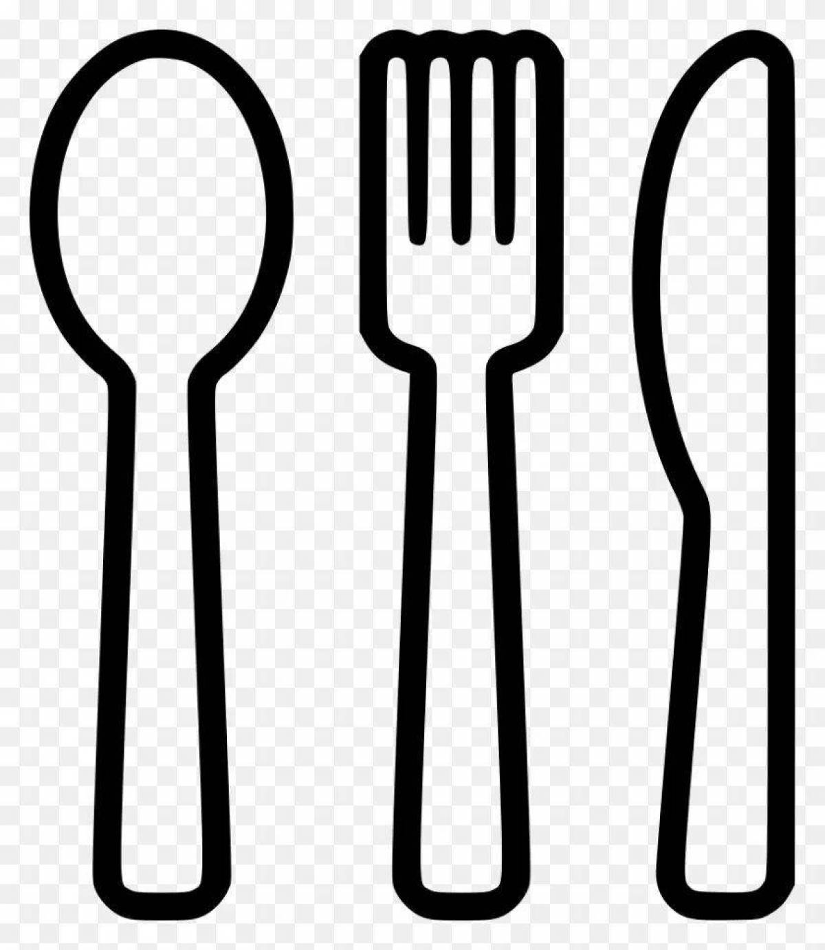 Coloring book magical cutlery for students