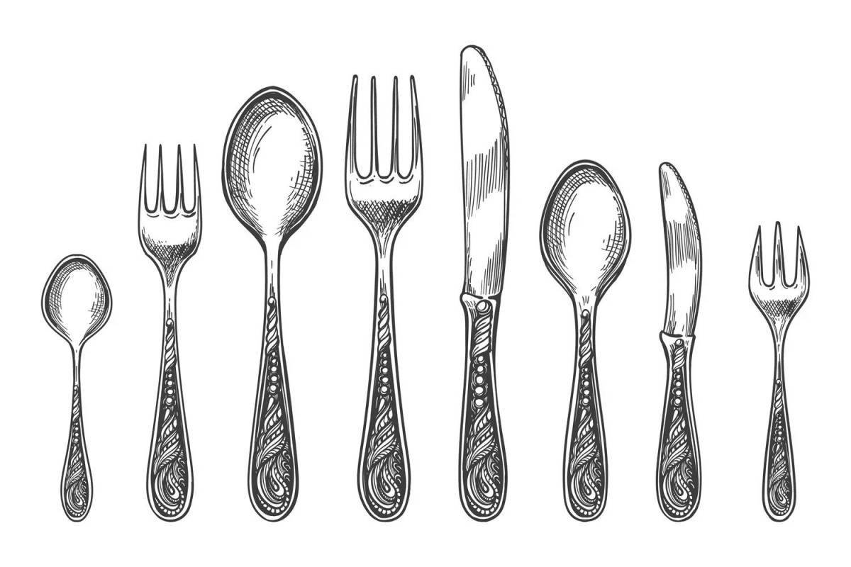 A fun cutlery coloring book for the little ones