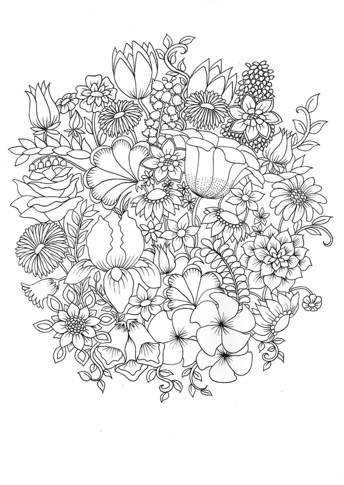 Delightful coloring flowers for girls complex