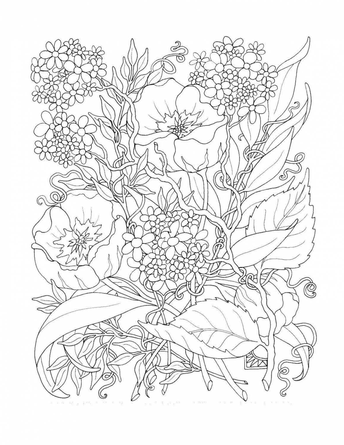 Grand coloring page flowers for girls complex