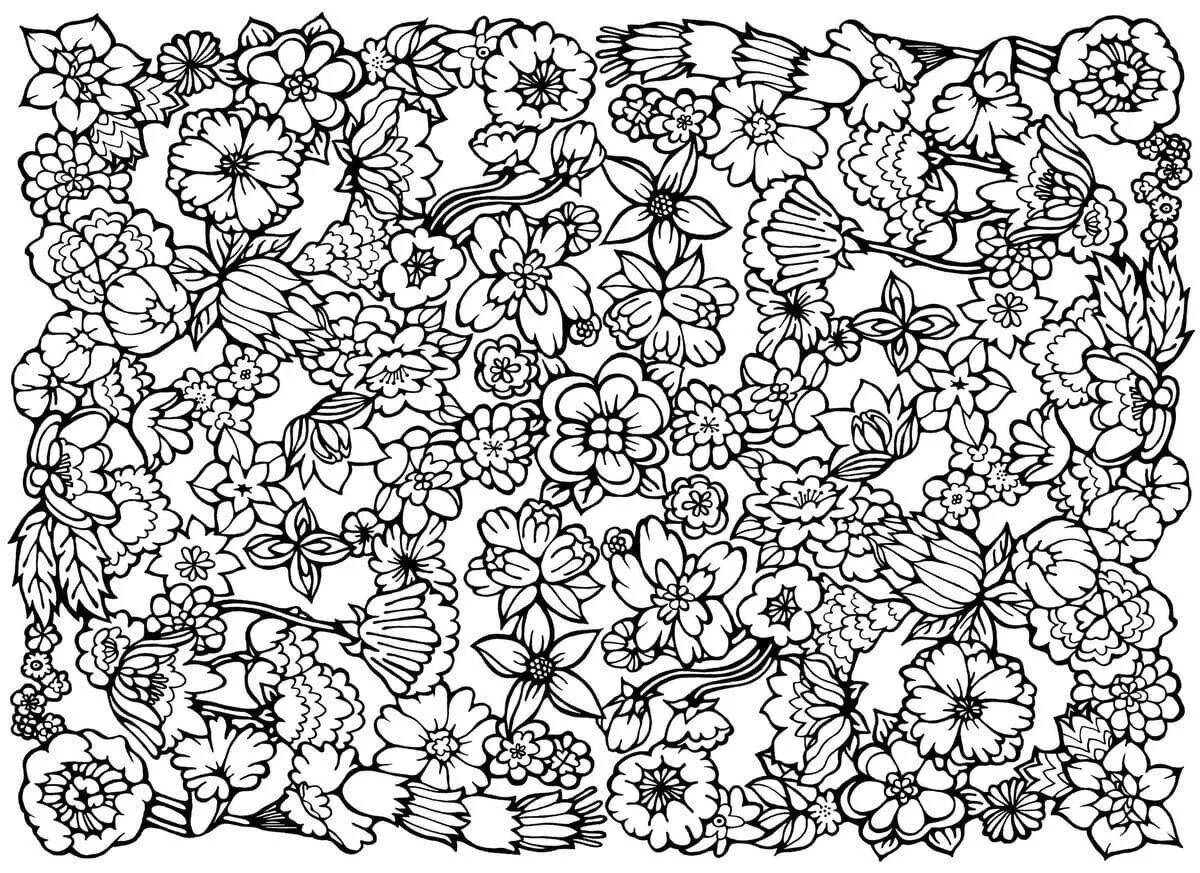 Palatial coloring page flowers for girls complex