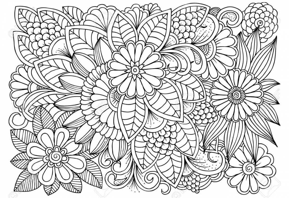 Huge coloring flowers for girls complex