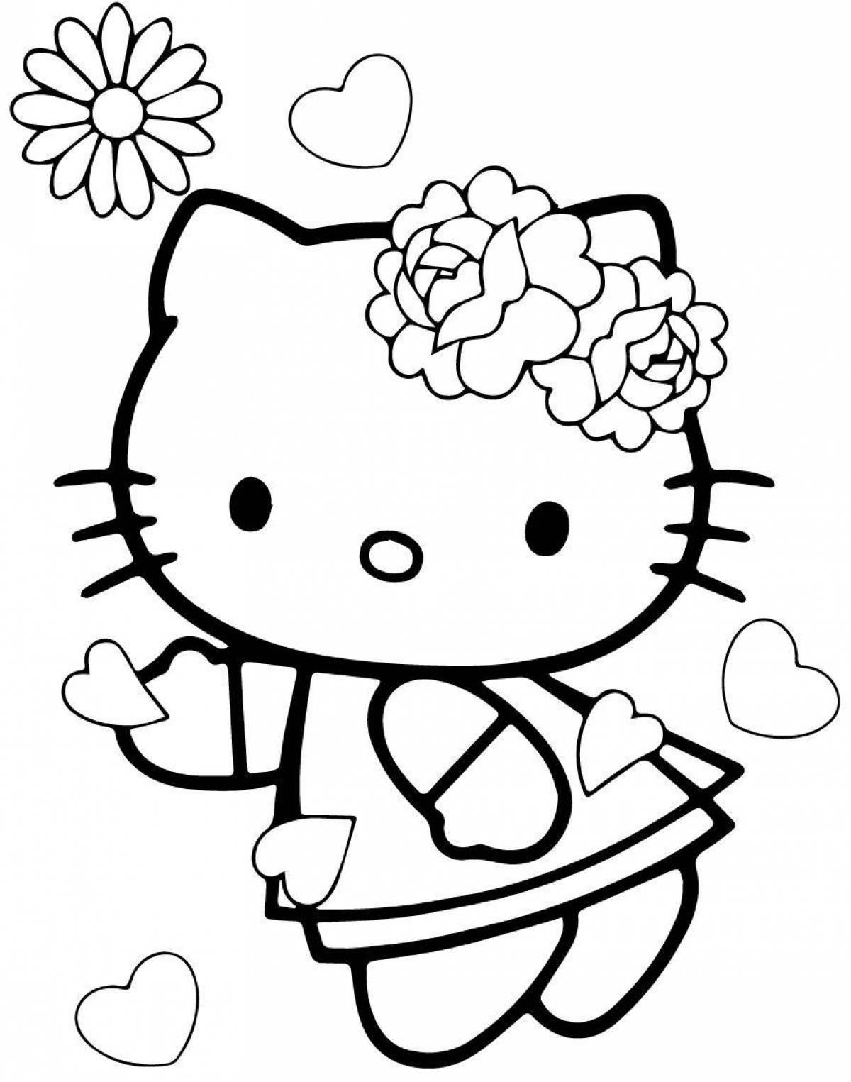 Playful coloring hello kitty with a heart