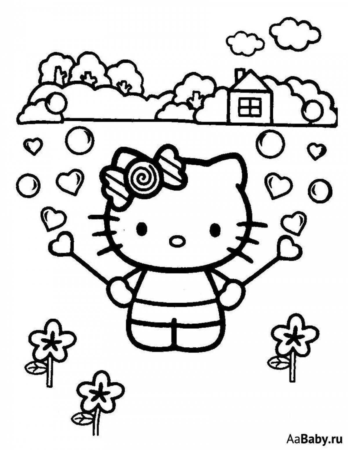 Divine coloring hello kitty with heart