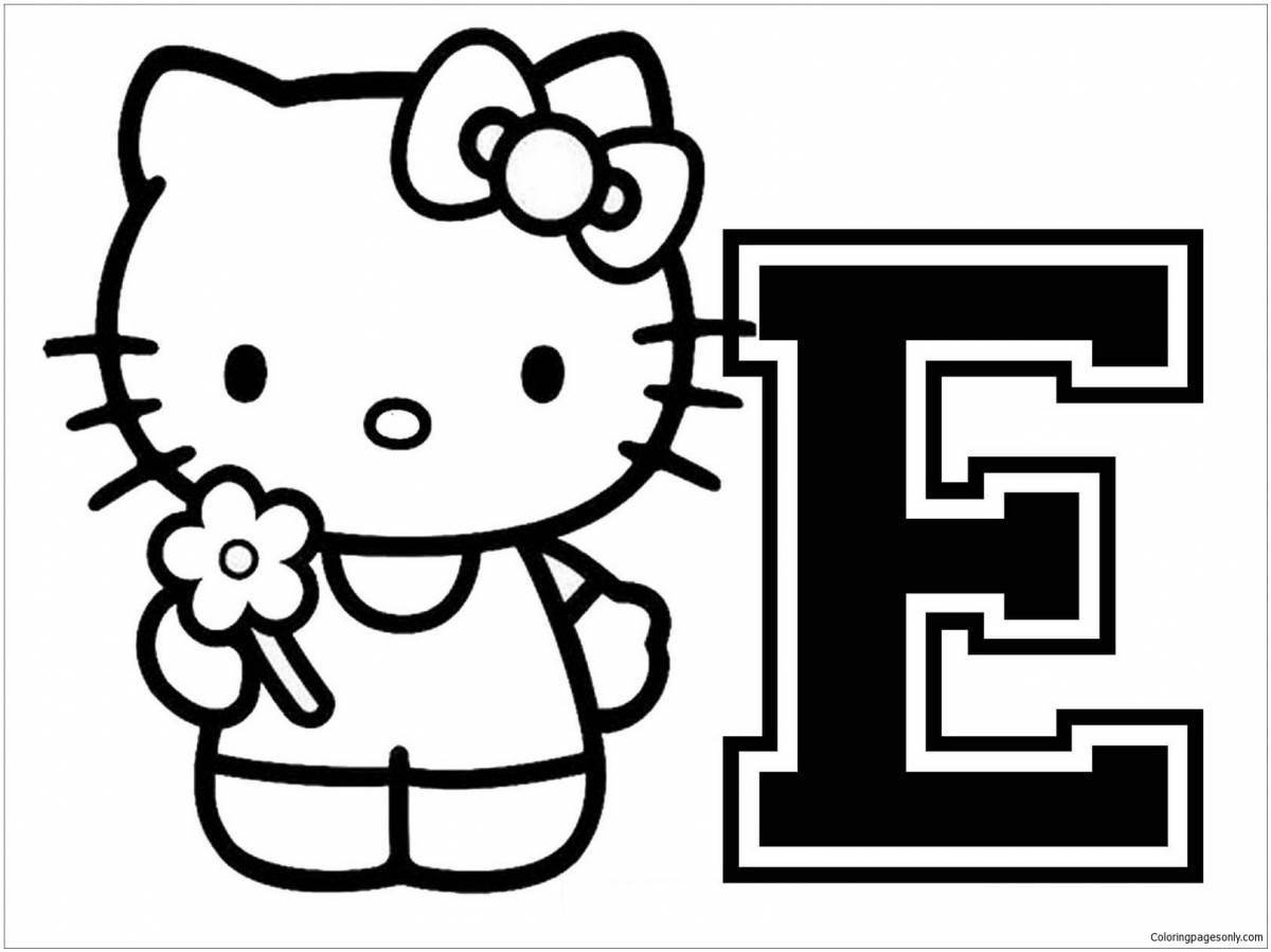 Небесная раскраска hello kitty с сердечком