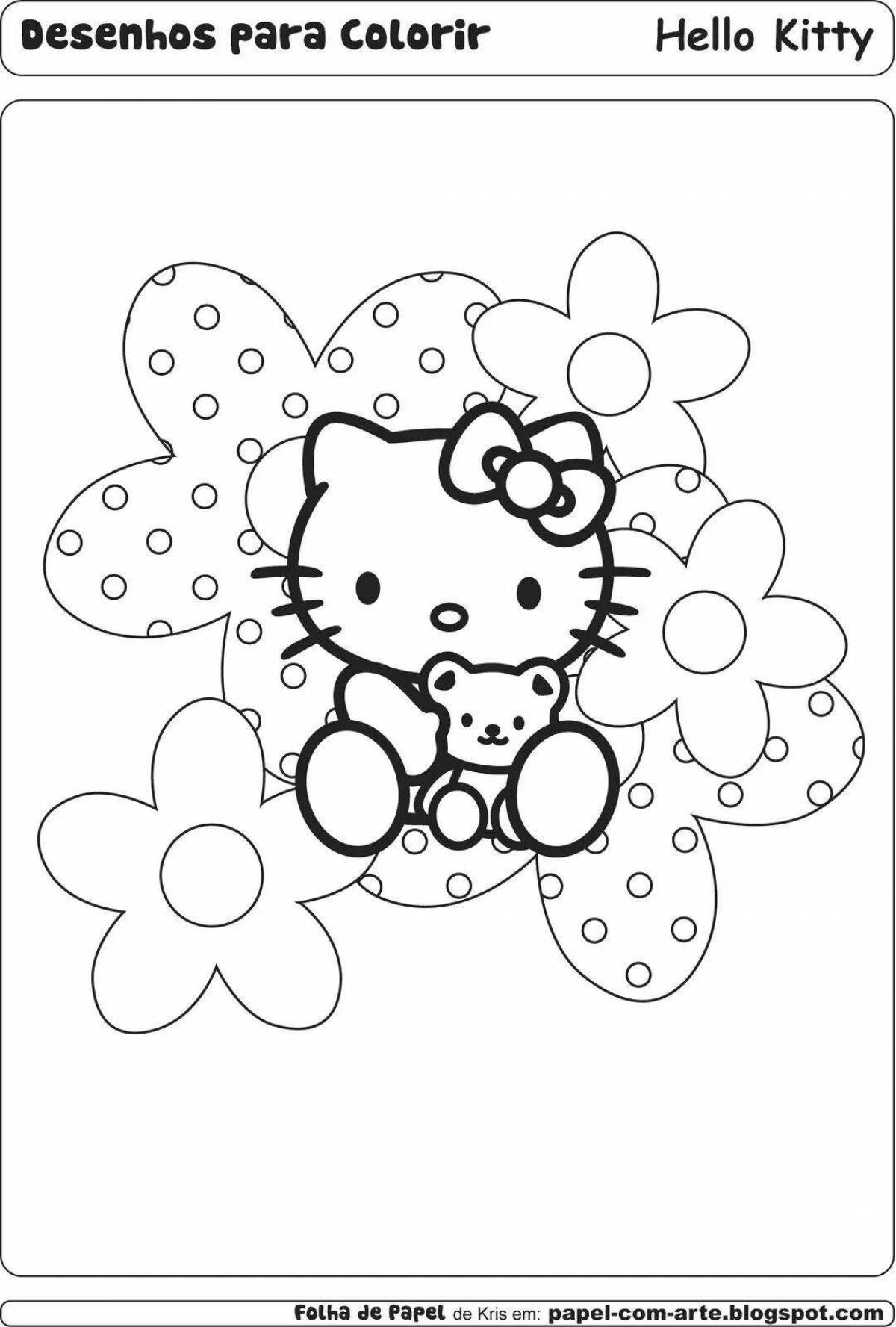 Hello kitty glitter coloring with heart