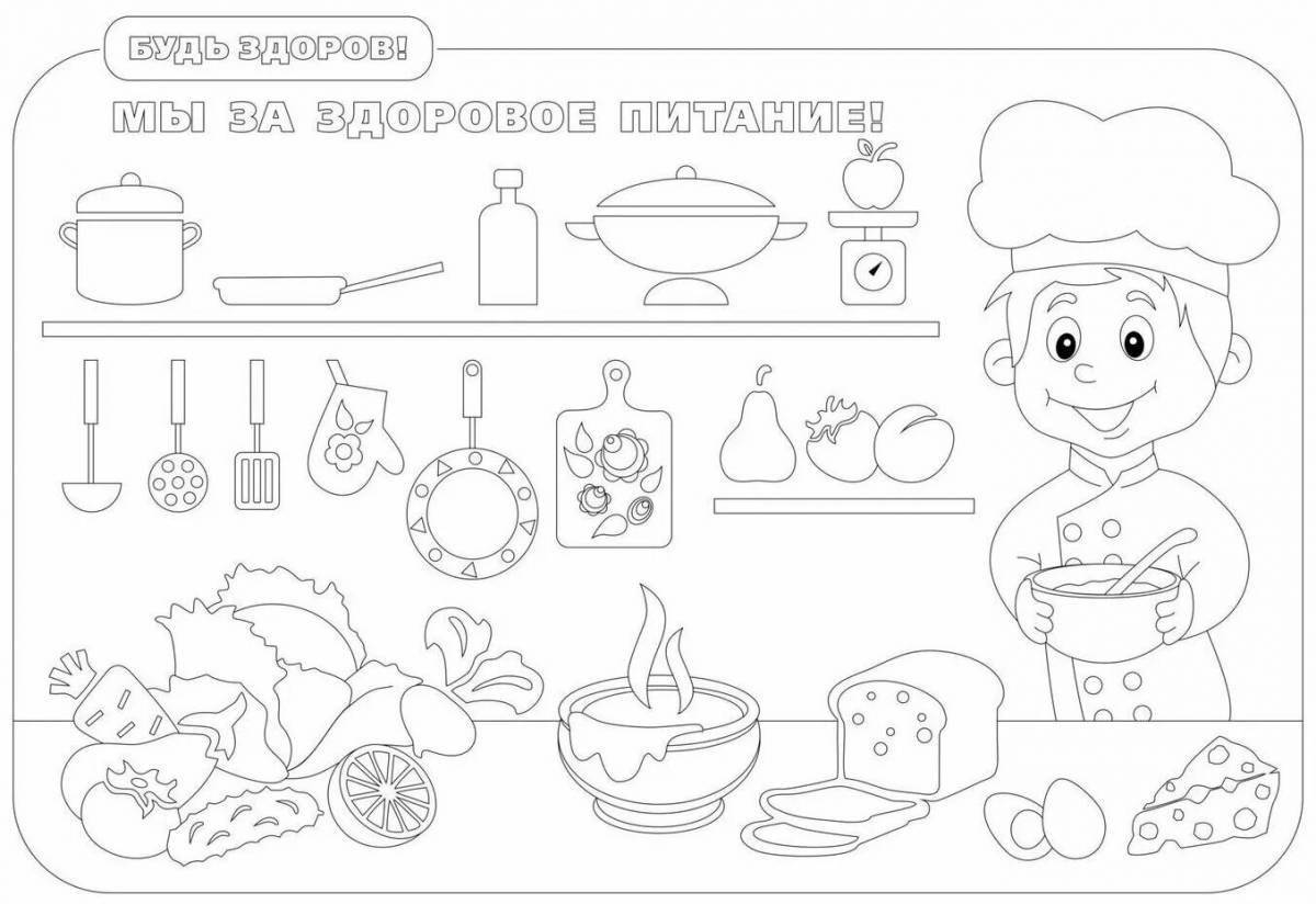 Coloring book lively proper nutrition, class 2