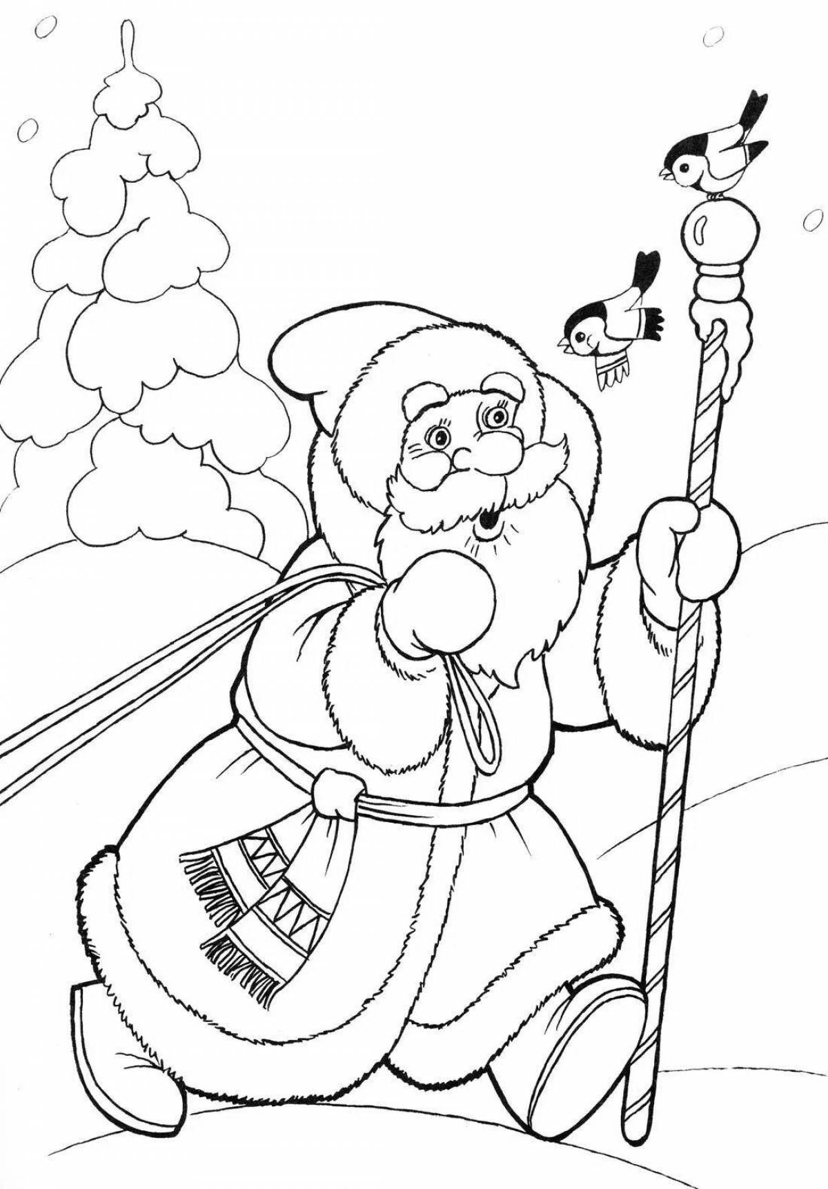 Playful santa claus and bunny coloring book