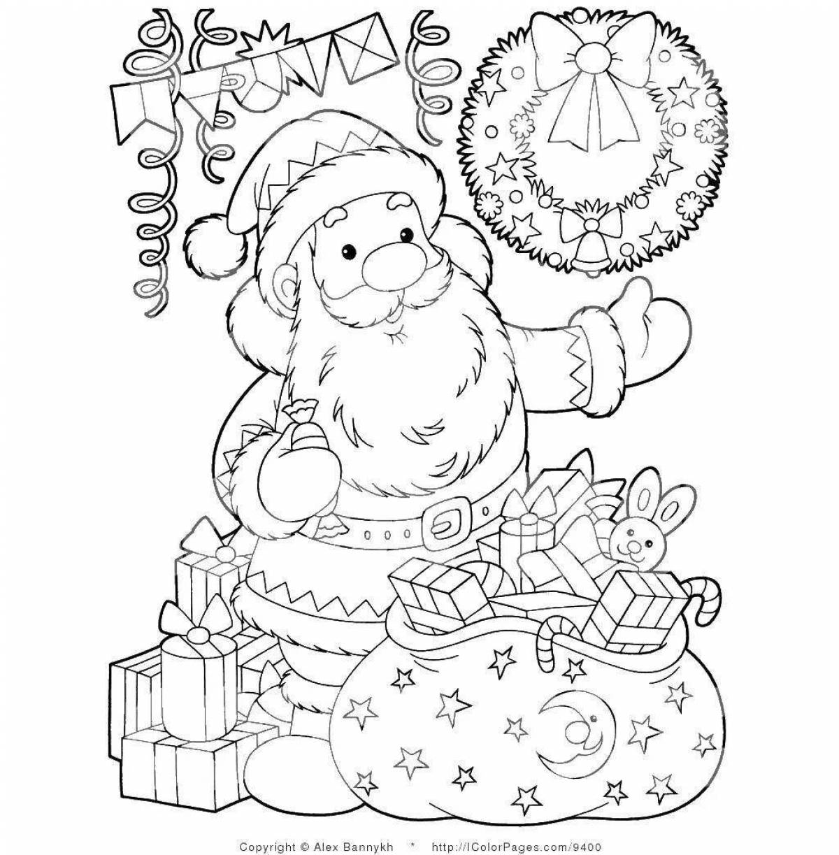 Glorious santa claus and rabbit coloring book