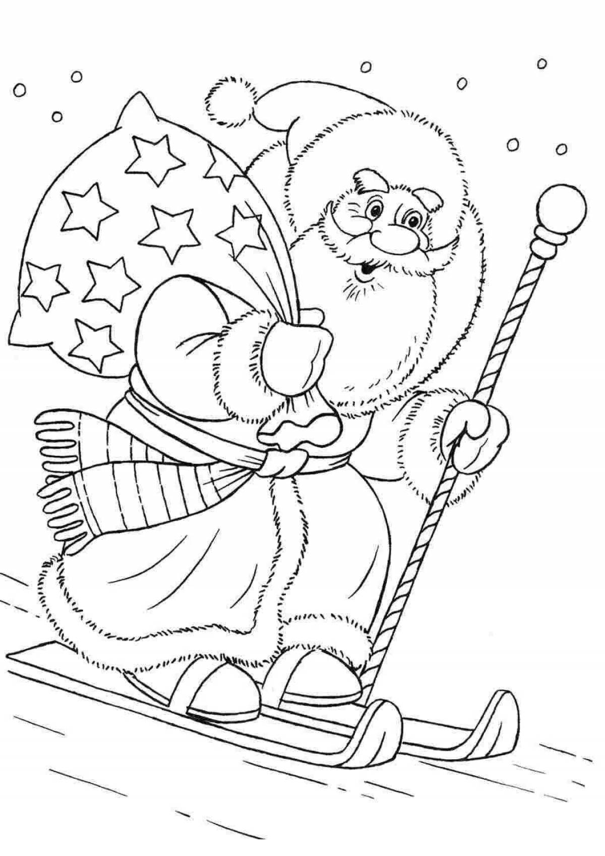 Live santa claus and bunny coloring book