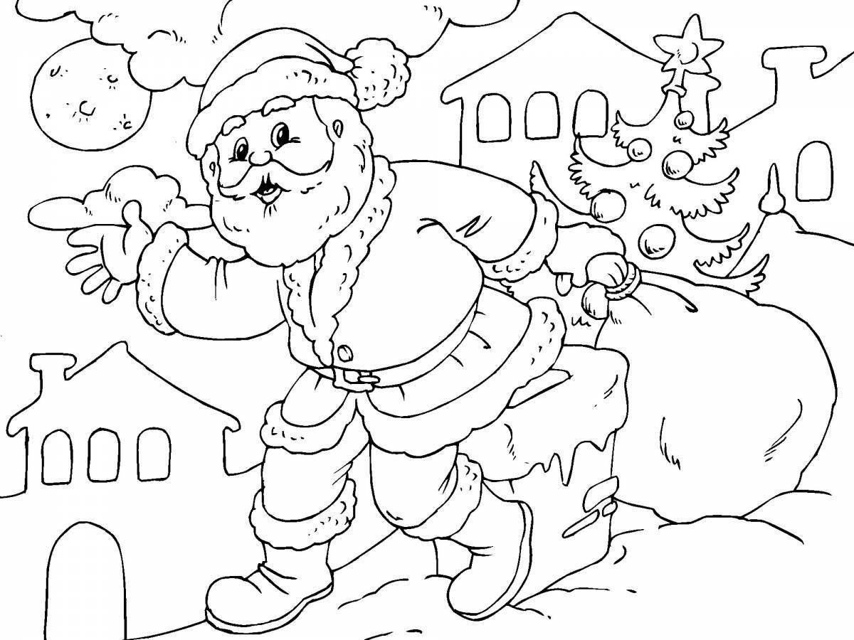 Drawing santa claus and rabbit coloring book
