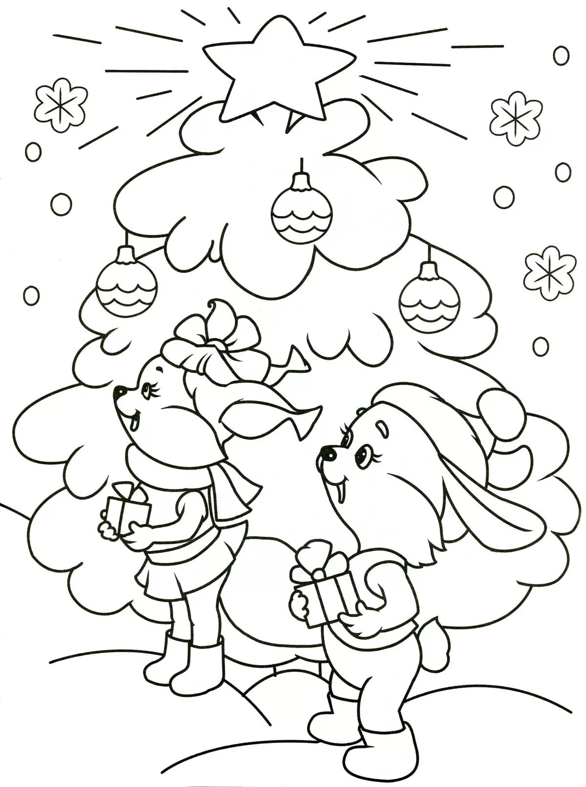 Shiny santa and bunny coloring book